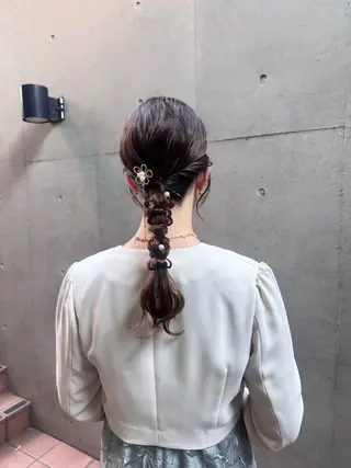 セミロング ヘアアレンジ 🎗️【ヘアセット 美眉】吉川玲🎗️のヘアスタイル