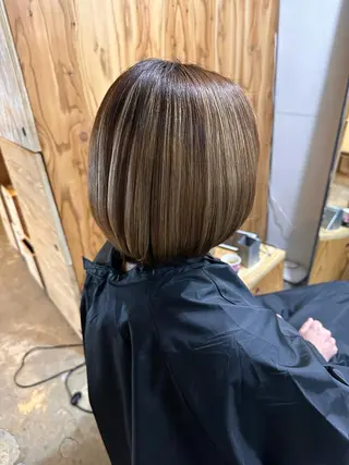 ミディアム パーマ Brandnew 東生駒本店小川タスクのヘアスタイル