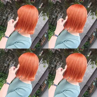 ミディアム カラー ヘアアレンジ TAKUMAブリーチ /切りっぱなし🪽のヘアスタイル