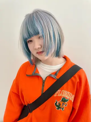 カラー 🎀ボブ+ハイトーン シュカ👶🏻のヘアスタイル