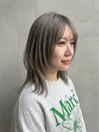 ミディアム カラー 髪質改善/縮毛矯正 /ブリーチ矯正/岡部のヘアスタイル