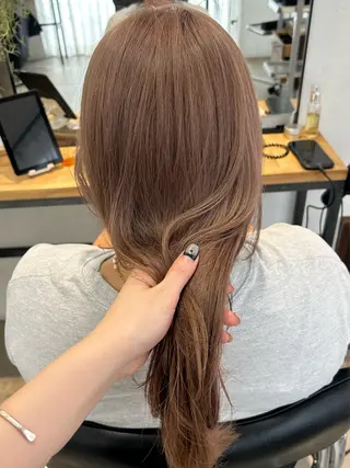 セミロング カラー じゅわっと暖色カラー 🍊Moemiのヘアスタイル