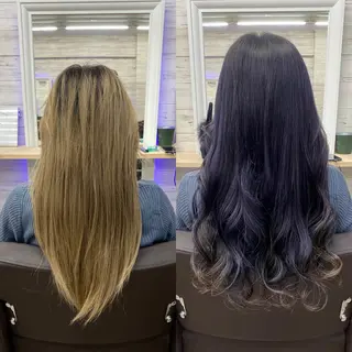 ミディアム カラー ヘアアレンジ アイブロウ LAVENDIA 初音のヘアスタイル