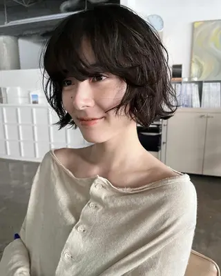 ショート パーマ 透明感カラー/顔周り カット/ののか💞のヘアスタイル