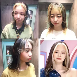 ミディアム カラー ホワイト&レイヤーカ ットエクステ長畠俊輔のヘアスタイル