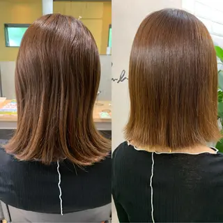 ミディアム パーマ hub hair レイヤー/透明感のヘアスタイル