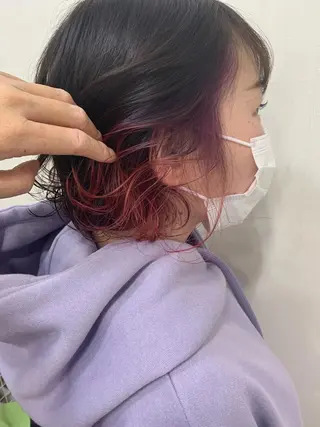 ミディアム カラー ヘアアレンジ きむえり/髪質改善 /うねり広がり改善のヘアスタイル