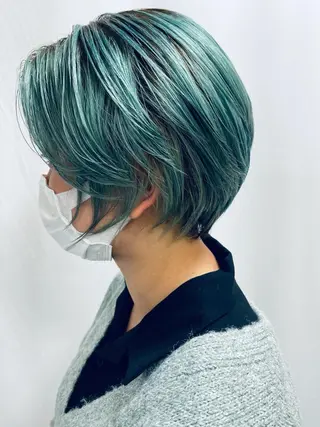 ショート カラー パーマ 髪質改善/縮毛矯正 /レイヤー岡部のヘアスタイル