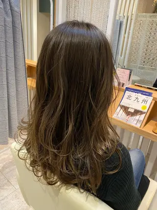 ロング カラー 酸性ストレート/ブリ ーチなしWカラー河本のヘアスタイル