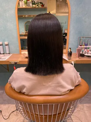ミディアム 縮毛矯正 髪質改善 韓国風レイヤー 吉田のヘアスタイル