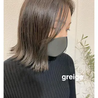セミロング カラー レイヤー べージュ 白石研太のヘアスタイル