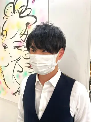 ショート パーマ メンズ 【𝐀𝐬𝐡大森】 石崎竜祐のヘアスタイル
