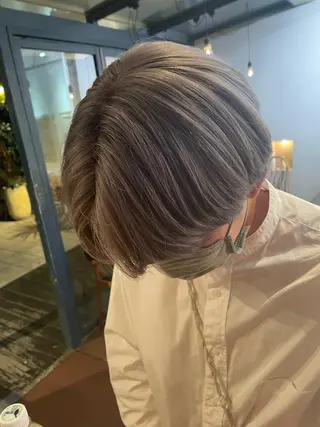 ショート カラー ヘアアレンジ メンズ 抜け感ボブ×パーマ |kazaneのヘアスタイル