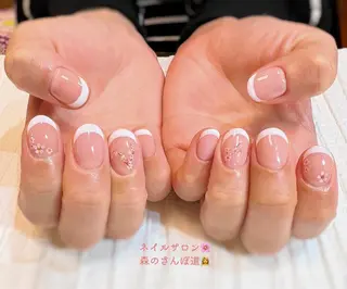 ネイル ショートネイル 森のさんぽ道のネイルデザイン
