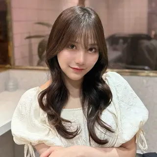 ミディアム カラー パーマ ヘアアレンジ キッズ 新宿/小顔レイヤー/ 顔まわり/西慶太朗のヘアスタイル