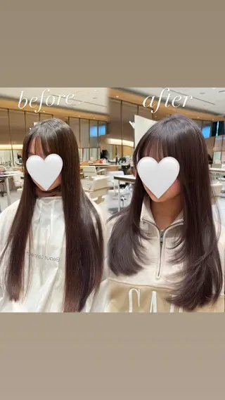 ロング 赤み消し透明感カラー 似合わせ前髪柴田礼空のヘアスタイル