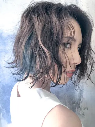 ミディアム カラー パーマ ヘアアレンジ LOARK🍒 ロアークヘアーのヘアスタイル
