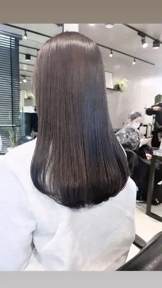 セミロング カラー パーマ ヘアアレンジ 透明感/オリーブ/ グレージュ/YUKAのヘアスタイル