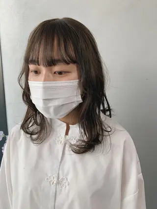 セミロング カラー パーマ ボブパーマコテ巻き風 パーマNo1深江秀平のヘアスタイル