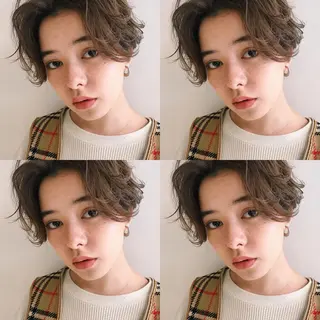 ショート カラー パーマ ヘアアレンジ 松田 亮葉のヘアスタイル