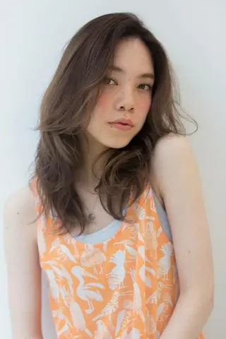 ミディアム セミロング ロング カラー パーマ 内藤 達也のヘアスタイル