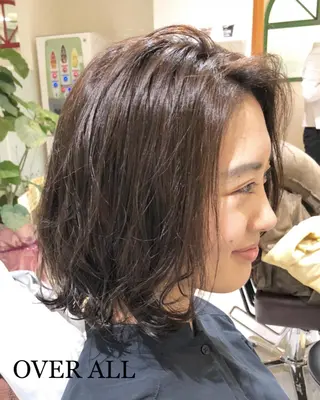 ミディアム カラー パーマ 松田 和樹のヘアスタイル