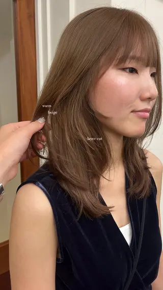 セミロング モモ🍑 レイヤー/ボブ/暖色のヘアスタイル