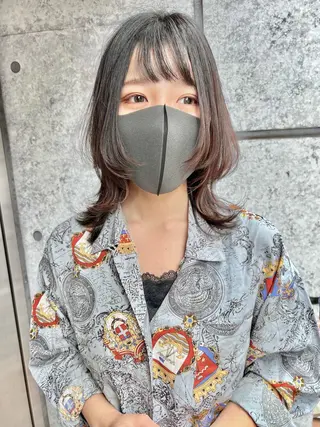 ミディアム カラー 癖毛救済✂️ボブ /髪質改善ストレートのヘアスタイル