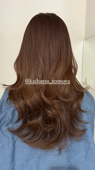 ロング 透明感/ハイトーン ／レッドカラー🍓のヘアスタイル