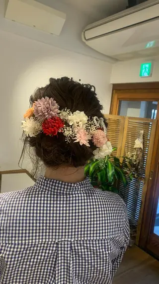 ヘアアレンジ ショート🌼パーマ 本間正子のヘアスタイル