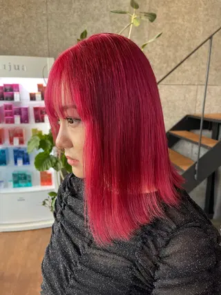 ミディアム カラー ヘアアレンジ ボブ×艶カラー 特化・リクト💥のヘアスタイル