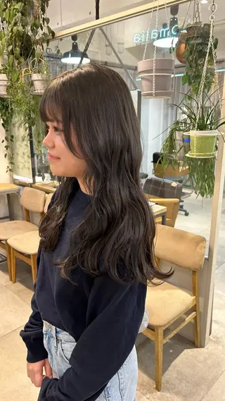 セミロング カラー じゅわっと暖色カラー 🍊Moemiのヘアスタイル