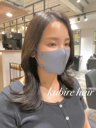 セミロング カラー 韓国レイヤーカット 🧸ベージュカラーのヘアスタイル