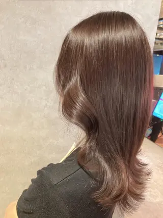 ミディアム カラー スキバサミを使わない カット🌼唯🌼のヘアスタイル