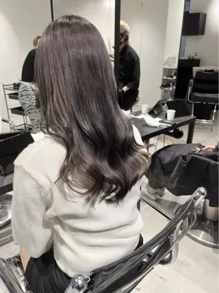 ミディアム カラー パーマ ヘアアレンジ 透明感/オリーブ/ グレージュ/YUKAのヘアスタイル