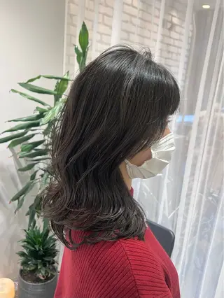 セミロング カラー 🤎オリーブカラー× パーマ特化💫森口のヘアスタイル
