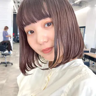 ミディアム カラー 暖色/艶髪/ボブ/ ショート/Ayaのヘアスタイル