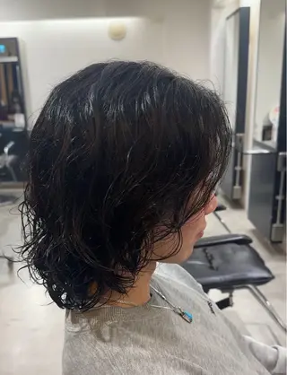 ミディアム パーマ メンズ 小川 廉太朗のヘアスタイル