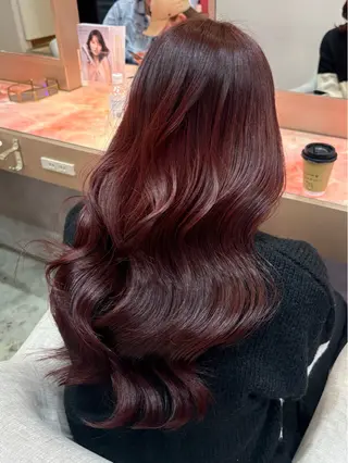 ロング カラー Miu 名古屋カット ミディアム/ピンク髪のヘアスタイル