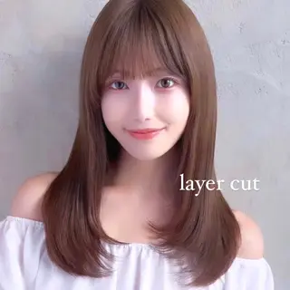 セミロング カラー ヘアアレンジ 骨格別小顔カット/ 顔周りカット/金井のヘアスタイル