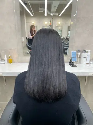 セミロング カラー パーマ ヘアアレンジ メンズ キッズ 韓国系🇰🇷🩶 艶暗髪/MEIのヘアスタイル