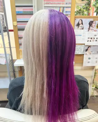 セミロング カラー まさき✂︎ブリーチ／ デザインカラーのヘアスタイル