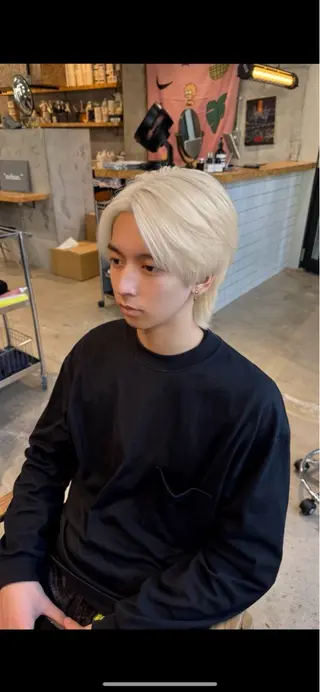 ミディアム メンズ Kaho【mens/ ブリーチ/パーマ】のヘアスタイル