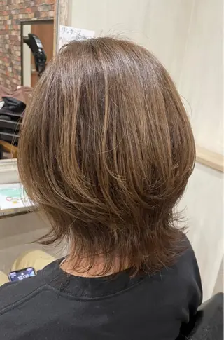 ミディアム カラー ヘアアレンジ 🍑🧋ハイトーン 暖色カラーlucaのヘアスタイル