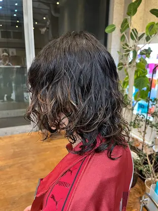 ミディアム パーマ ボブ×艶カラー 特化・リクト💥のヘアスタイル