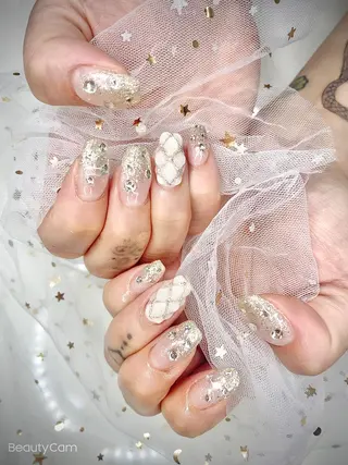 ネイル I-nailロング /ワンホン/キラキラのネイルデザイン