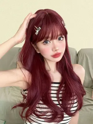 ロング カラー 韓国風艶髪🎀 暖色カラー🤍のヘアスタイル
