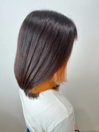 ミディアム カラー ケアブリーチ、パーマ 田中千隼のヘアスタイル