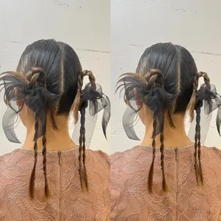 ミディアム ヘアアレンジ 暖色カラー/ ストレート/くるみのヘアスタイル