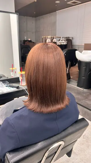 ミディアム カラー ボブ/暖色カラー 🎧 kei 🎀のヘアスタイル